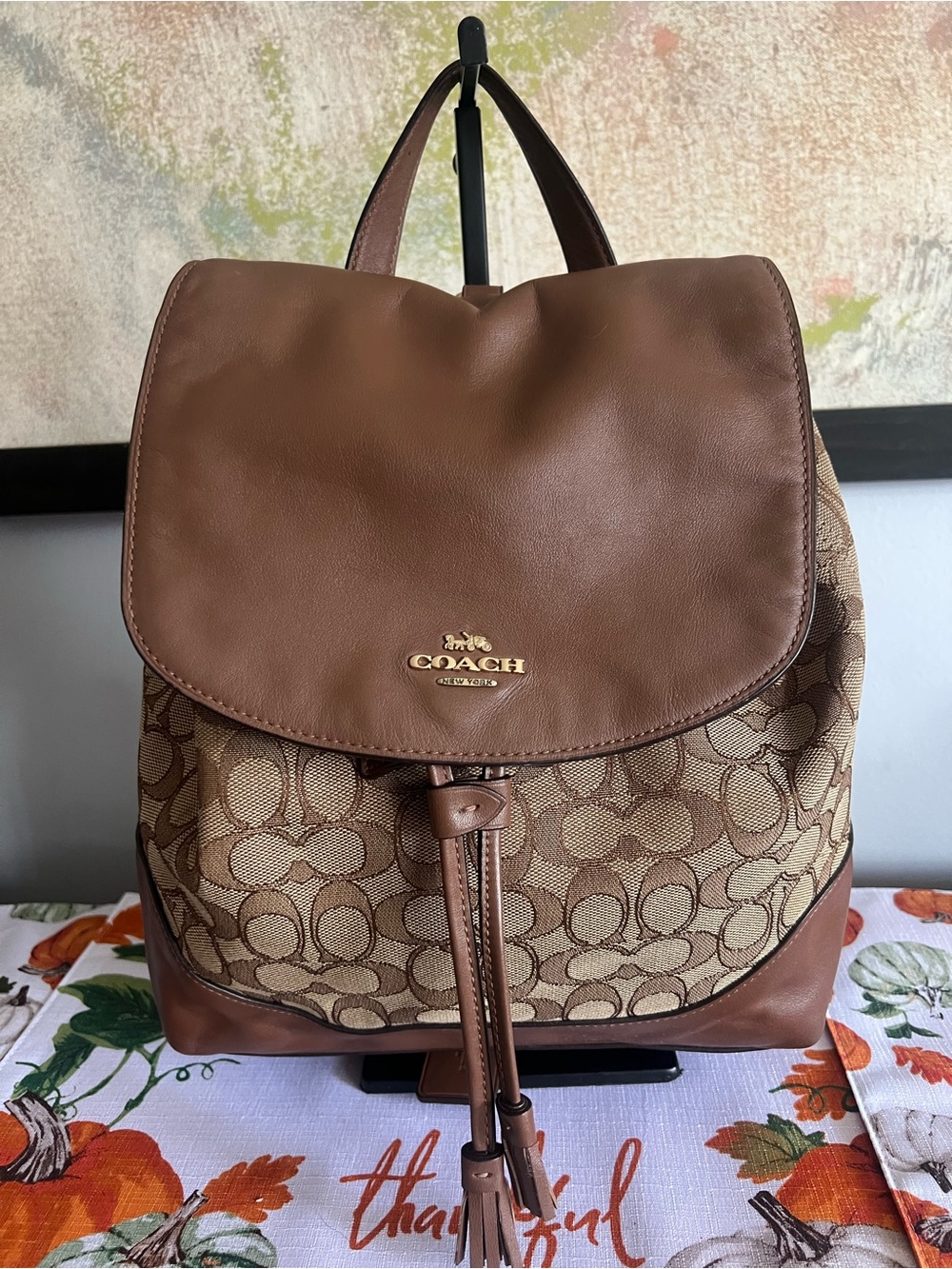 Coach 2017 Brown Signature Canvas and Leather Backpack